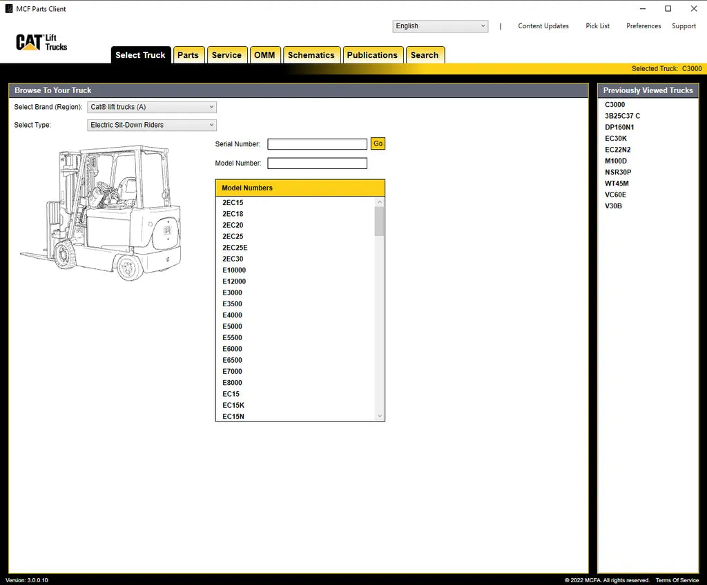 Caterpillar Forklift Trucks MCFA EPC & Service Manuals 3.0.0.10 [2022.10]