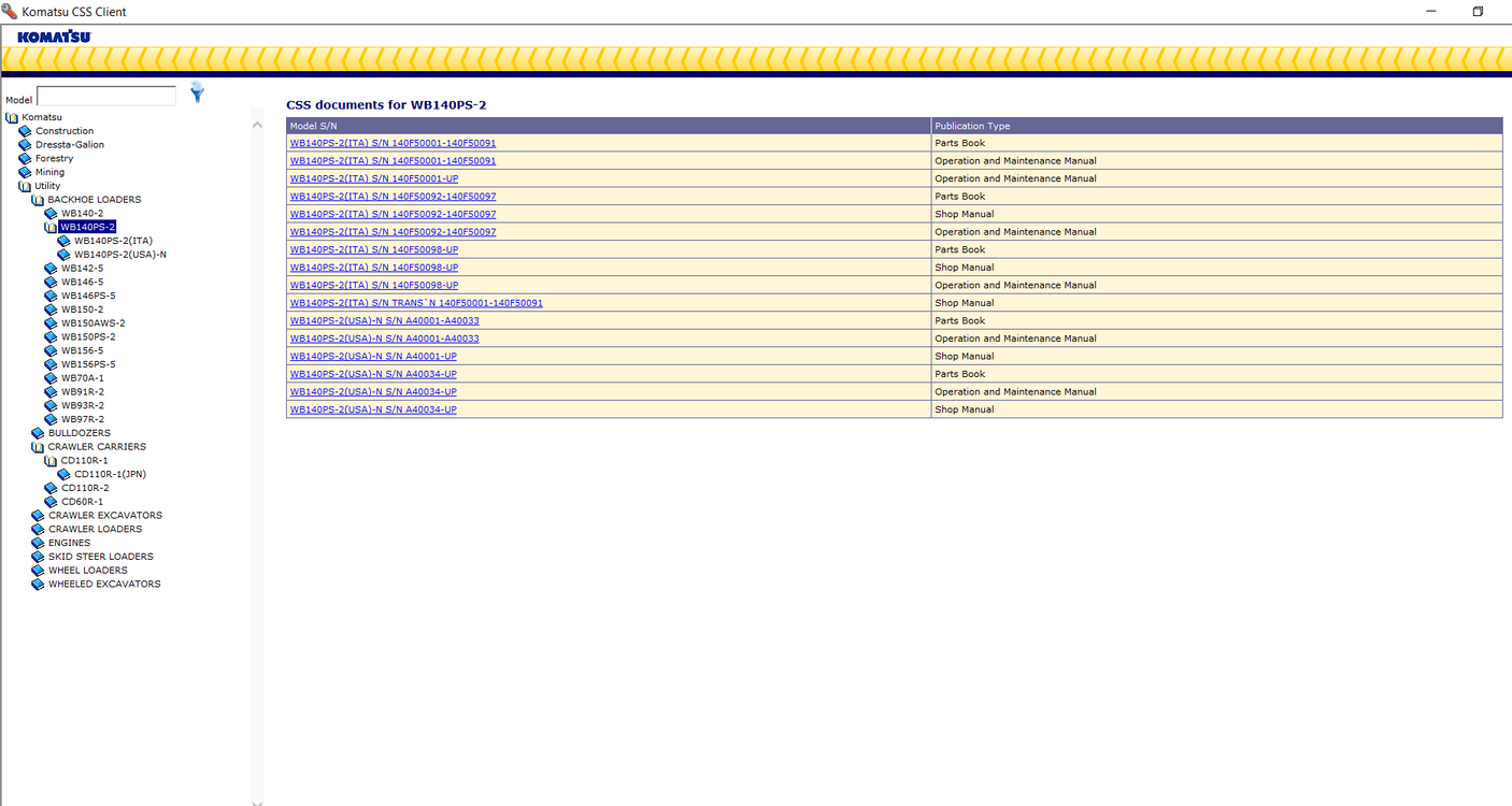 Komatsu CSS Service Manuals 06.2018 + Komatsu Parts Viewer 05.2022 USA Europe Japan